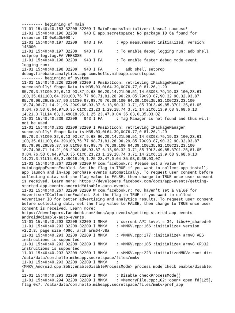 Com - Hello.miheapp - Secretspace Logcat | PDF | Computing | Software