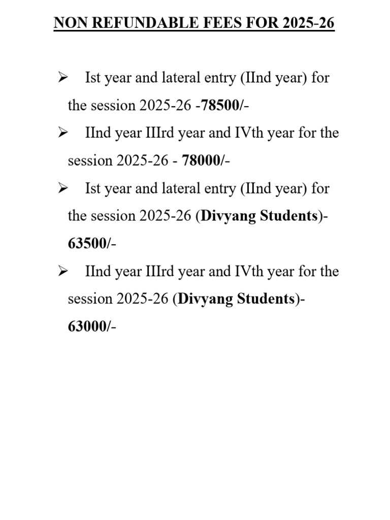 2025-26 Non-Refundable Fees Breakdown | PDF