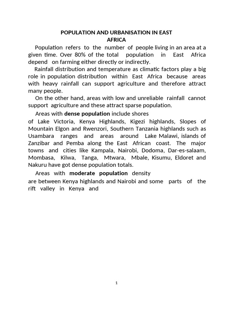 East Africa Population and Urbanization Insights | PDF | Cost Of Living ...
