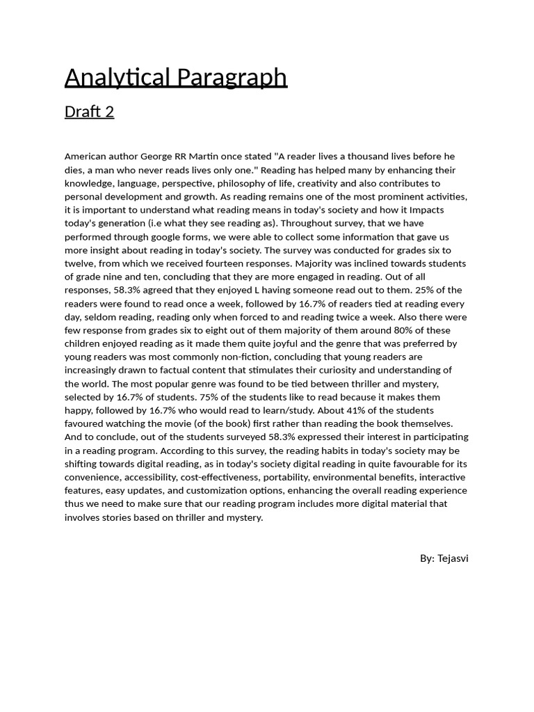 Analytical Paragraph - Eng Draft | PDF | Liberal Arts Education ...