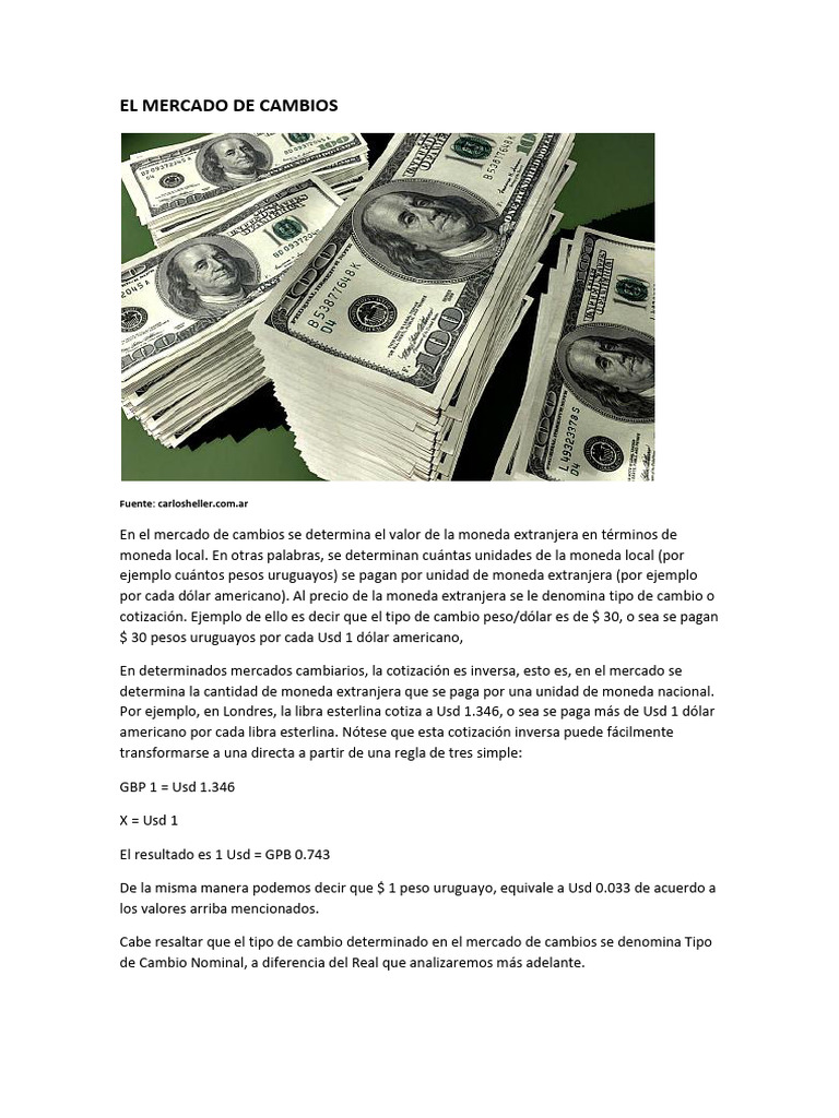 Mercado de Cambios: Tipos y Funcionamiento | PDF | Tipo de cambio | Moneda