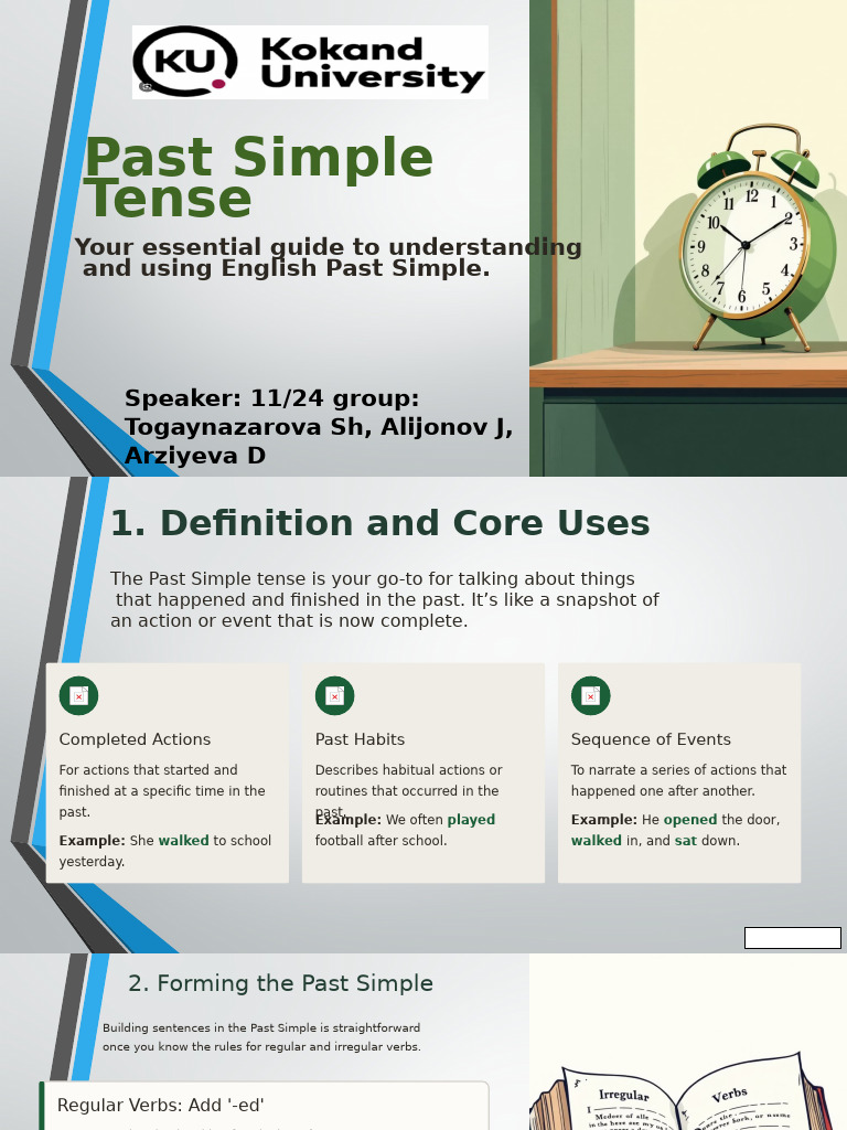 Mastering the Past Simple Tense | PDF | Grammatical Tense | Verb