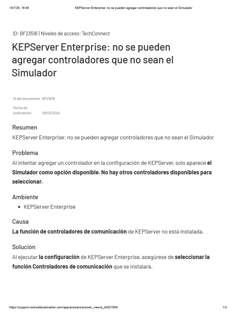 KEPServer: Solución a Controladores Faltantes | PDF | Software | Sitios web