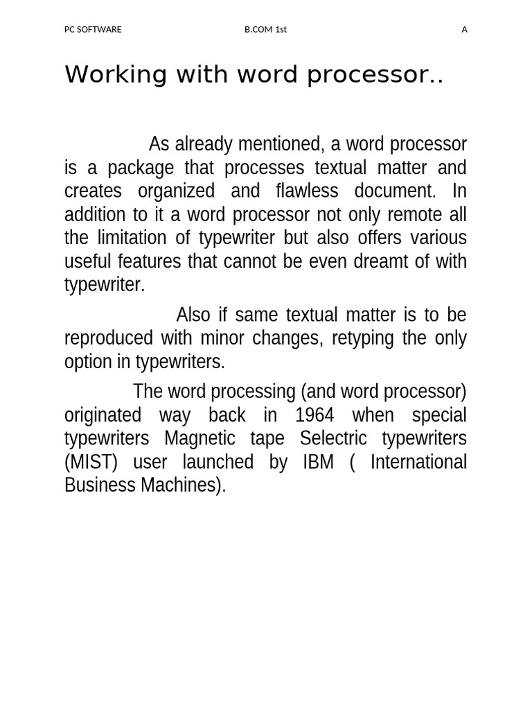Introduction to Word Processors | PDF