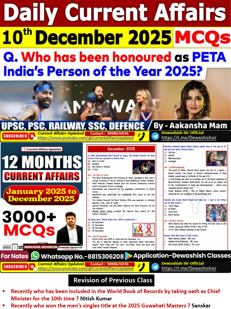 Current Affairs Updates December 2025 | PDF