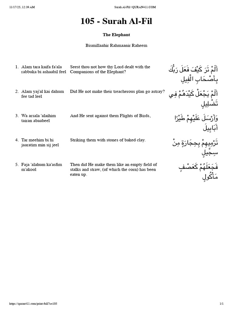Surah Al-Fil: The Story of the Elephant | PDF | Religious Books ...