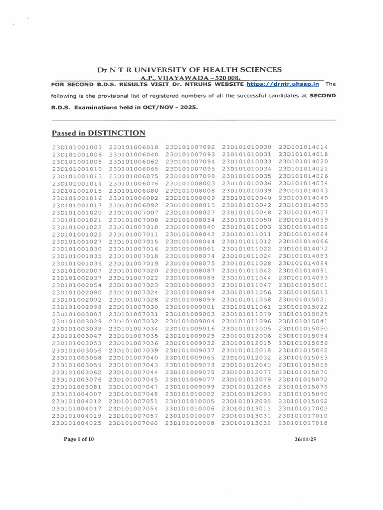 BDS - Second Year - Oct - 2025 | PDF