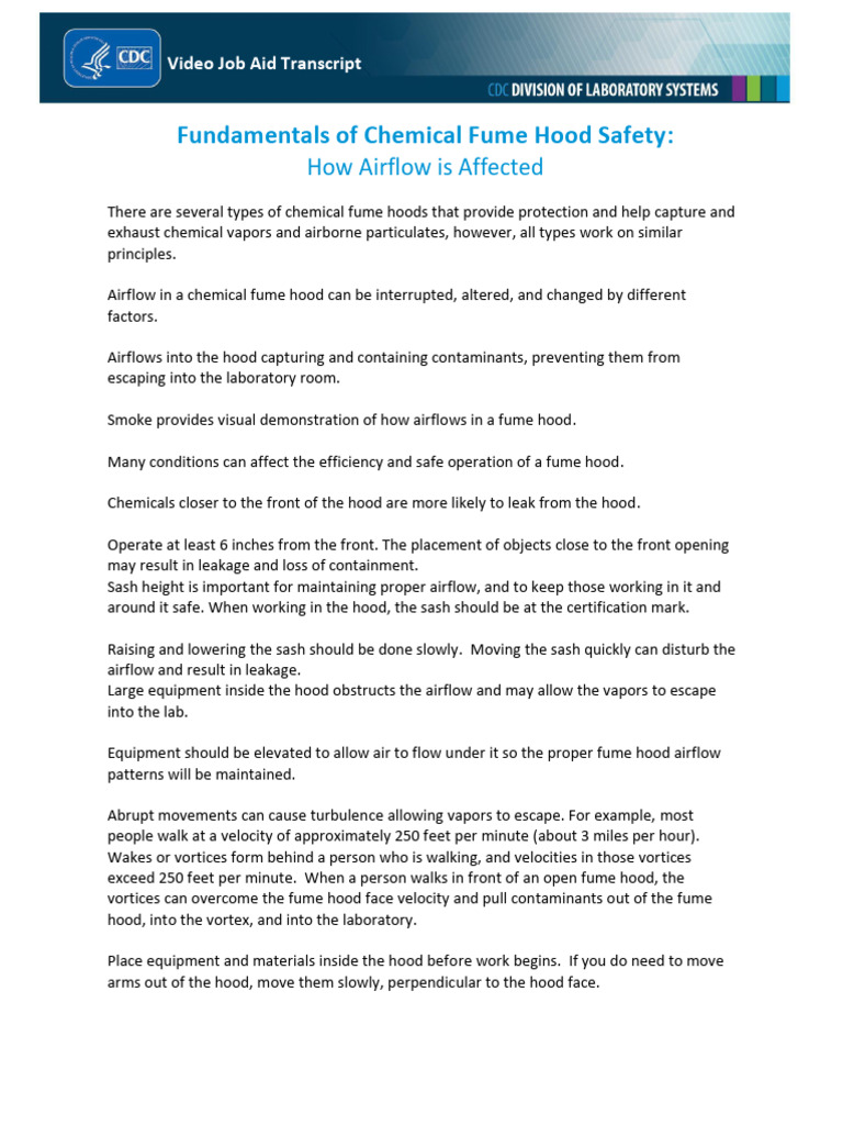 Fume Hood Airflow Script 508 | PDF