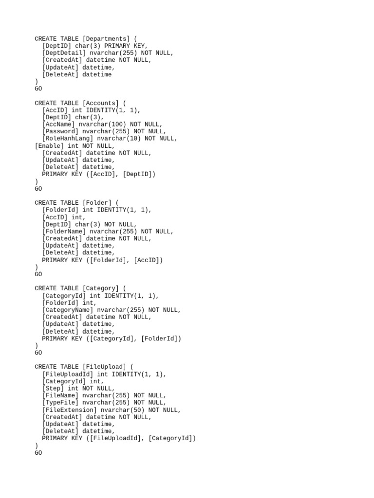SQL Database Schema for Departments | PDF | Software Design ...