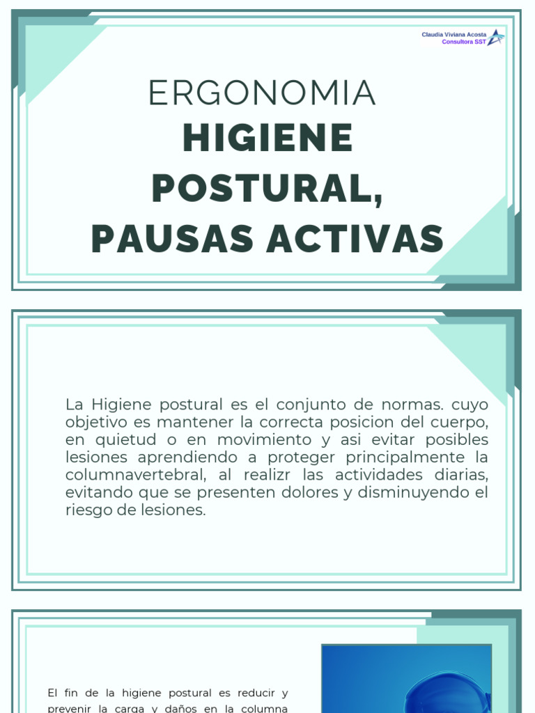 Higiene Postural y Pausas Activas | PDF | Dolor lumbar | Sistema ...