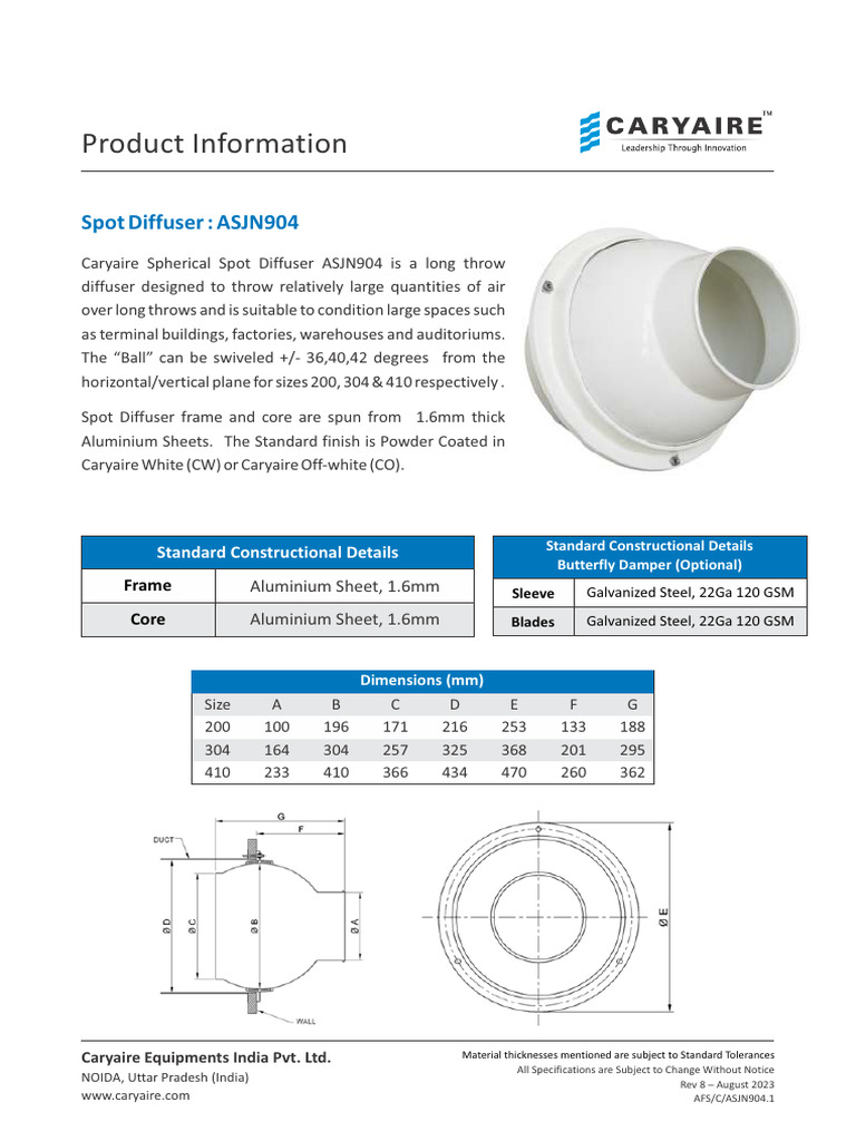 Spot Diffuser ASJN904 | PDF | Mechanical Engineering
