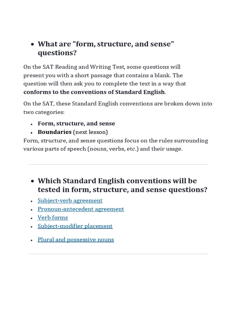 Mastering SAT Standard English Conventions | PDF | Plural | Grammatical ...