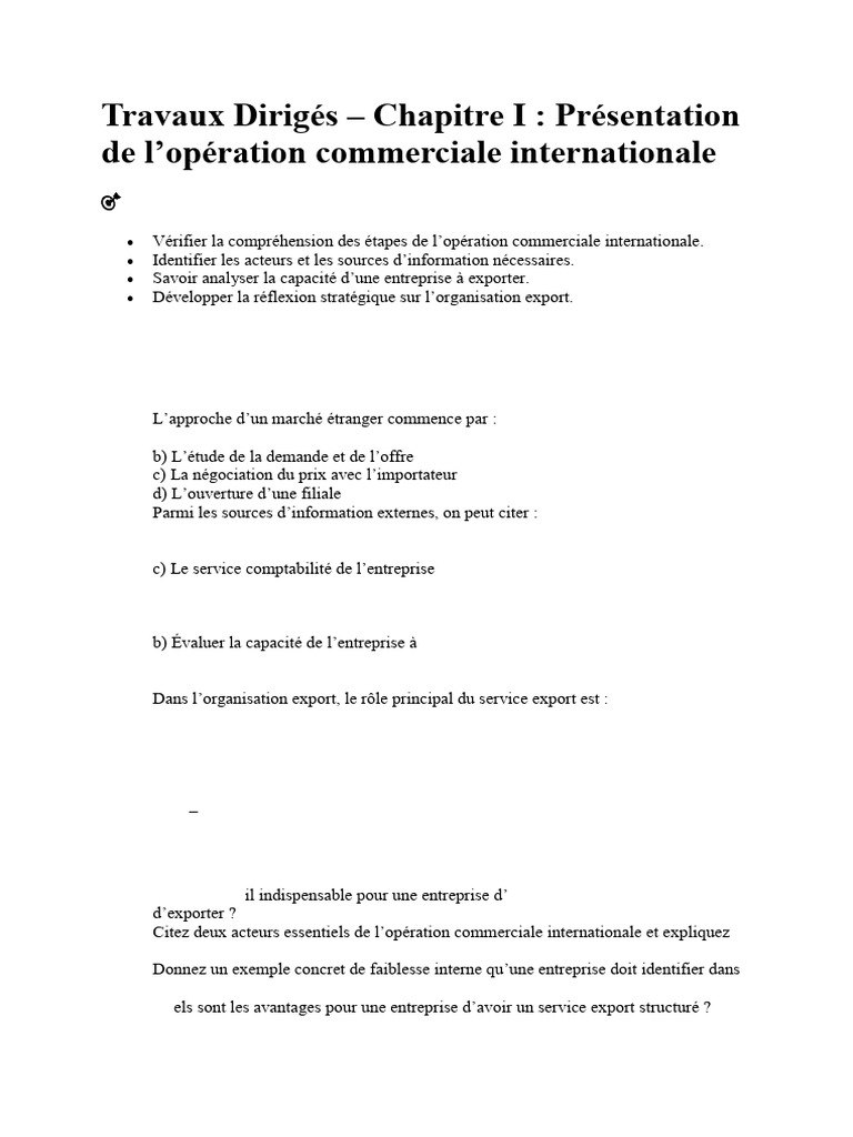 Opération Commerciale Internationale : Guide | PDF | Business ...