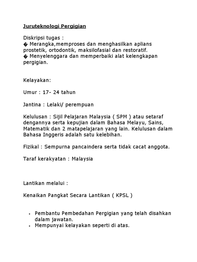 Juruteknologi Pergigian Pdf