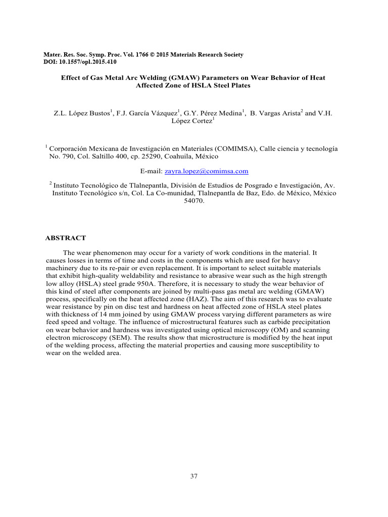 Effect of Gas Metal Arc Welding GMAW Par | PDF | Process Engineering ...