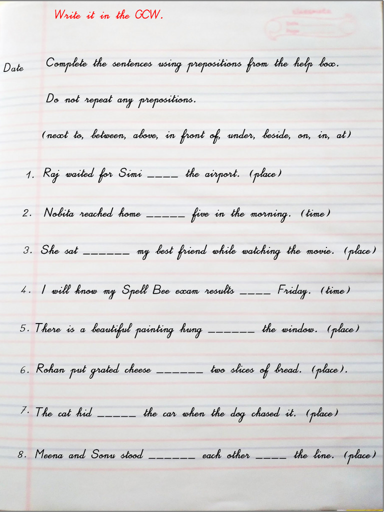 Preposition Practice Exercises | PDF