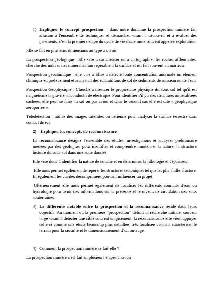 Prospection et reconnaissance minière expliquées | PDF | Géologie | Strate