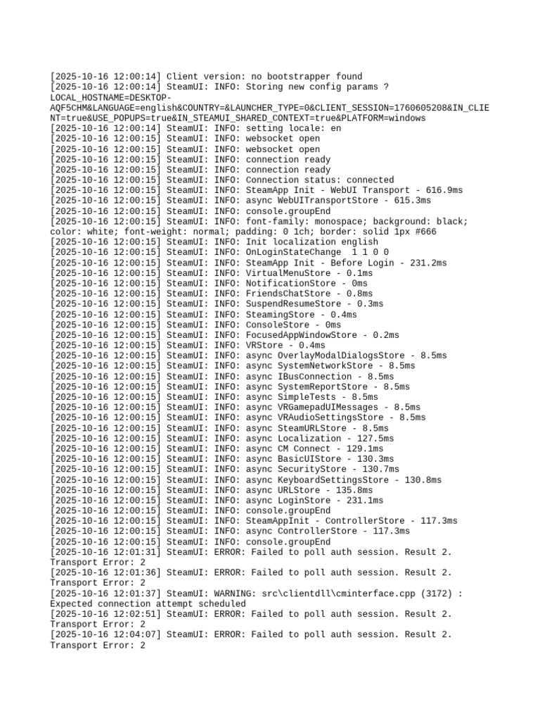 SteamUI Connection Errors Log | PDF | Internet Protocols | Application ...