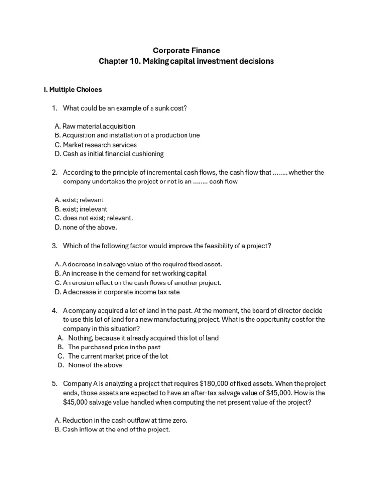 Chapter 10. Making Capital Investment Decision | PDF | Depreciation ...