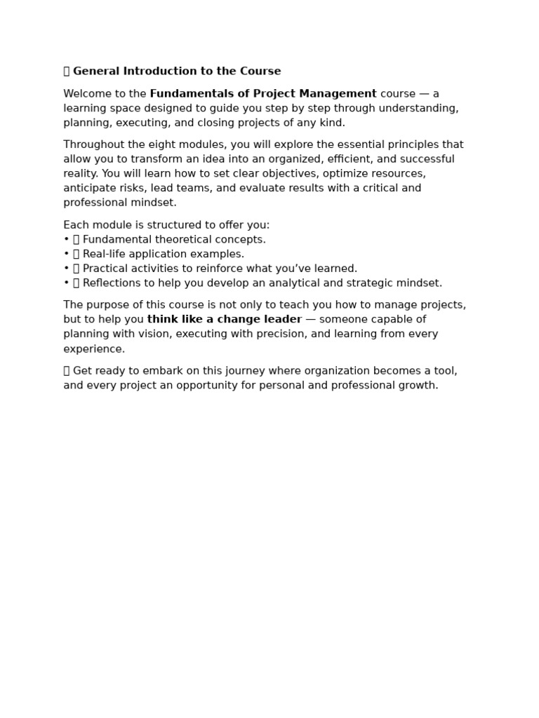 Fundamentals of Project Management Course | PDF