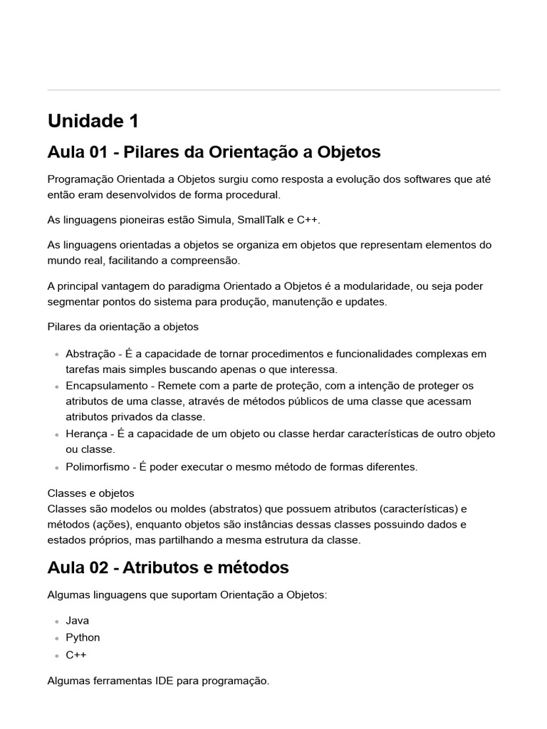 Pilares da Programação Orientada a Objetos | PDF | Programação ...
