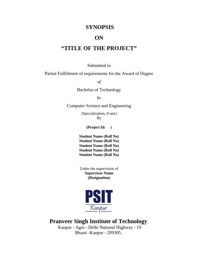 Project Synopsis for B.Tech in CSE | PDF | Computing