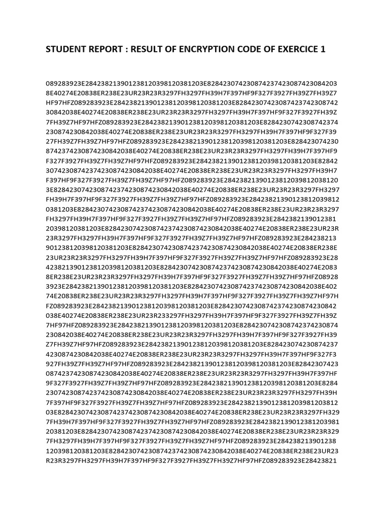 Encryption Code Results Report | PDF