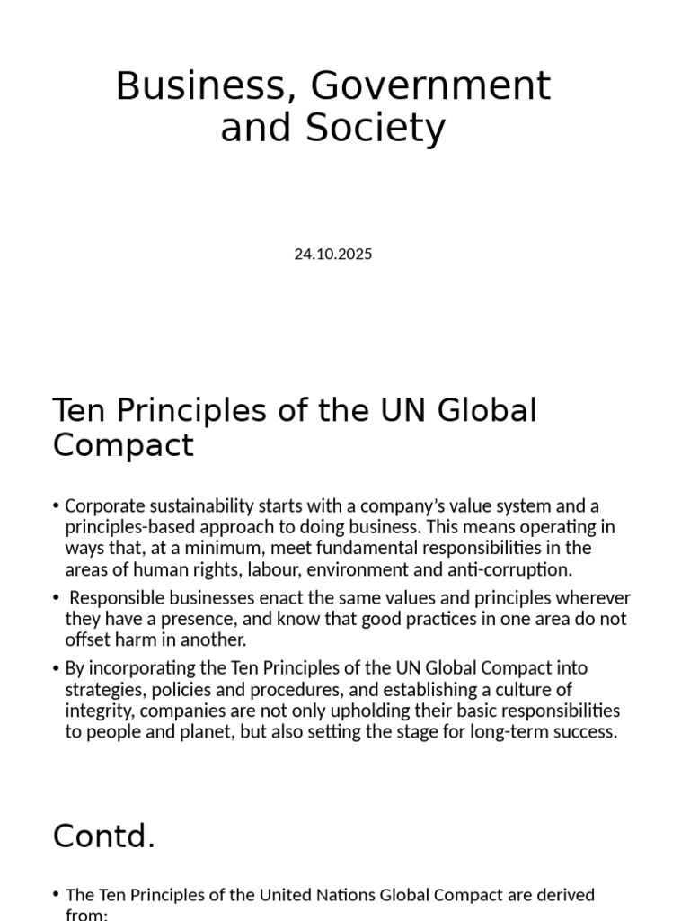 UN Global Compact Principles for CSR | PDF | Corporate Social ...