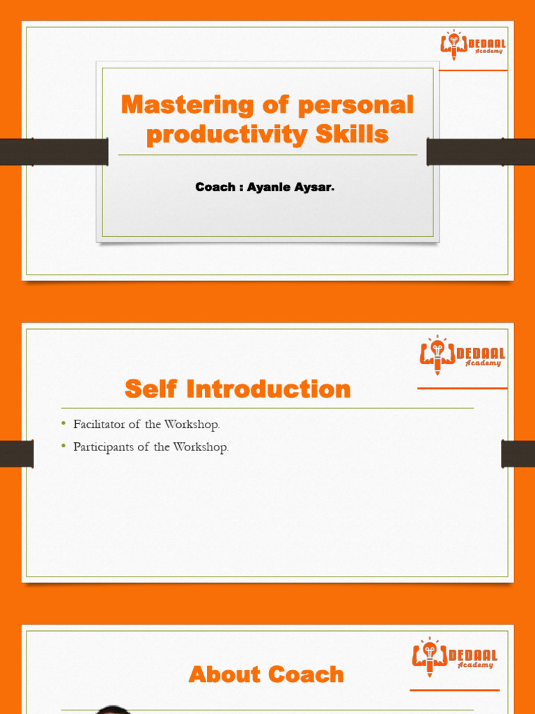 Personal Productivity Skills Workshop | PDF | Time Management ...