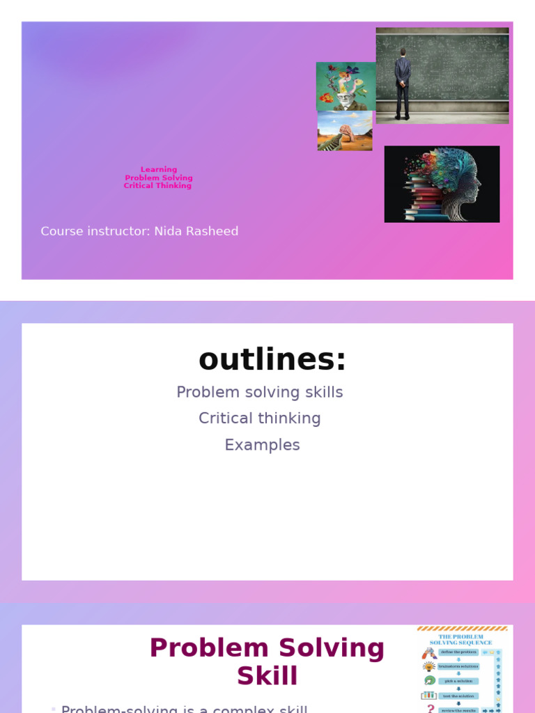 Learning (Problem Solving N Critical Thinking Skill) | PDF