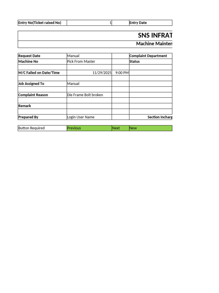Machine Maintenance Request Form | PDF