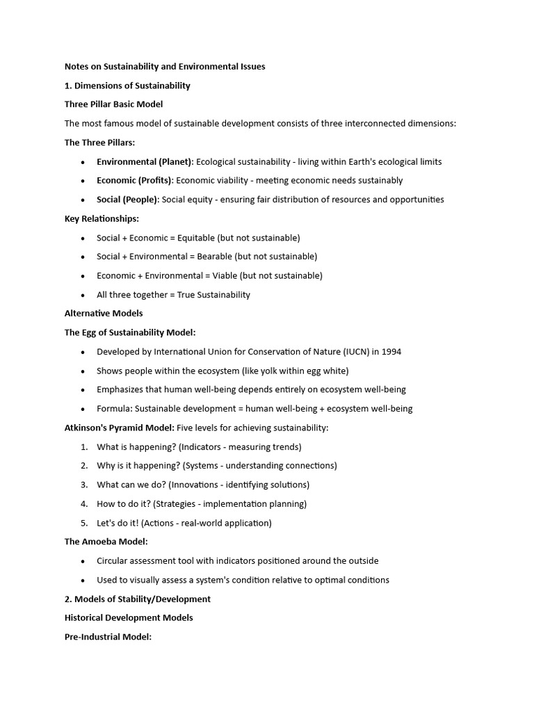 Sustainability Models and Environmental Issues | PDF | Water Pollution ...