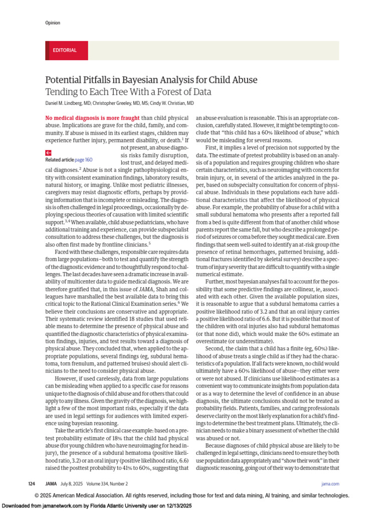 Potential Pitfalls in Bayesian Analysis for Child Abuse | PDF | Medical ...