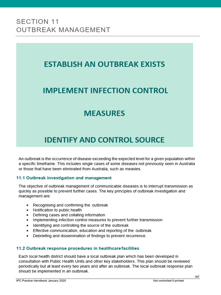 Outbreak Management Guidelines for Healthcare | PDF | Infection | Pandemic