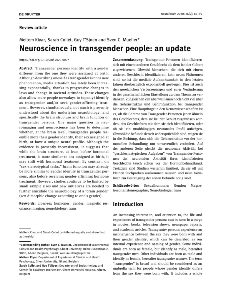 Neuroscience Insights on Transgender Identity | PDF | Transgender ...