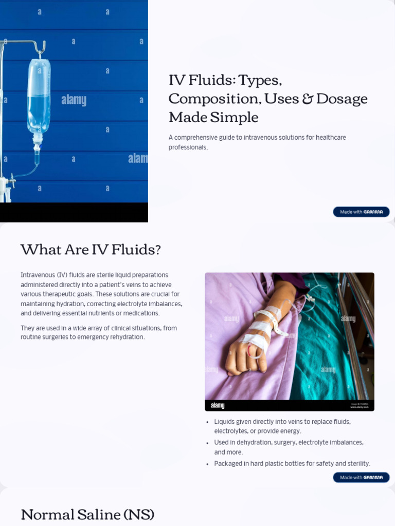IV Fluids: Types, Uses & Dosage Guide | PDF | Intravenous Therapy ...