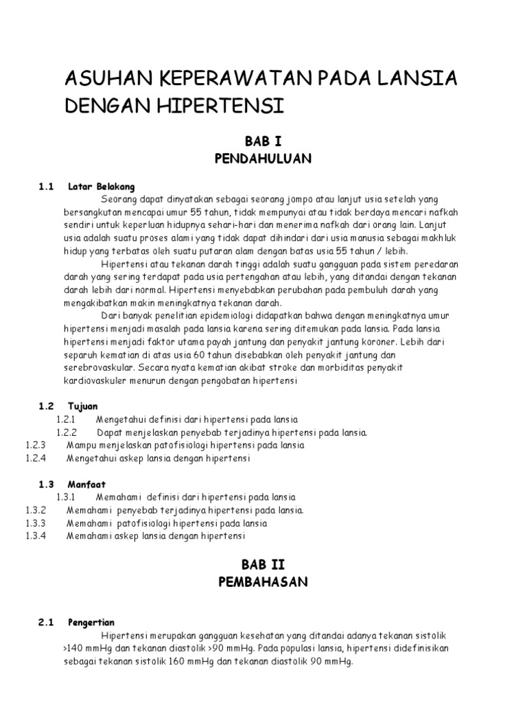 Asuhan Keperawatan Pada Lansia Dengan Hipertensi