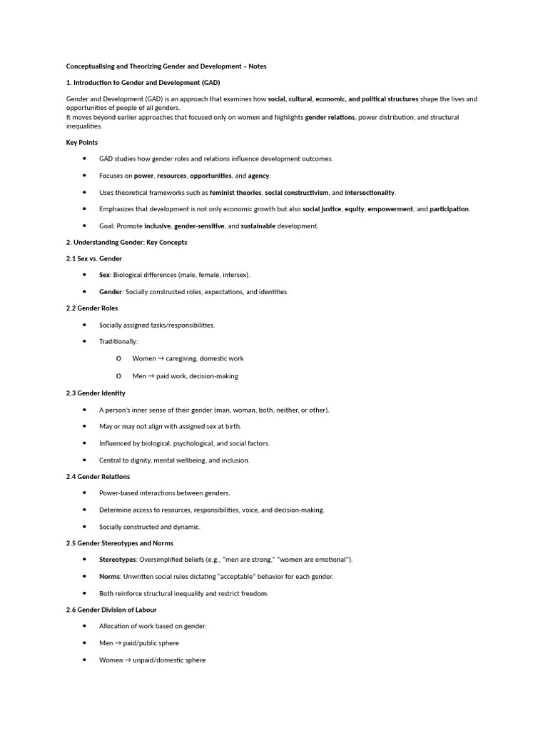 Gender and Development: Key Concepts and Theories | PDF | Gender And ...