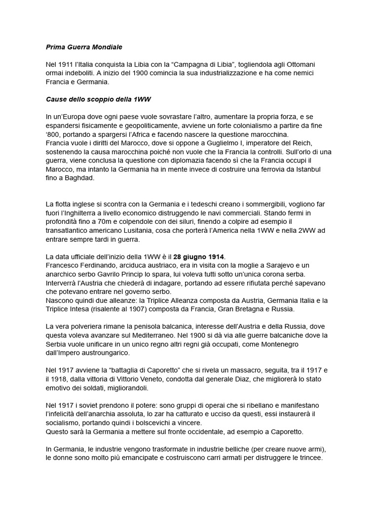 Prima Guerra Mondiale | PDF