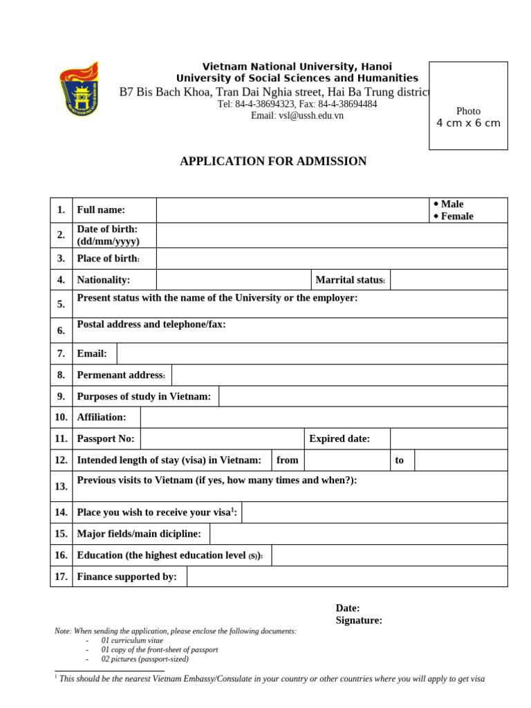 1b Application For Admission | PDF