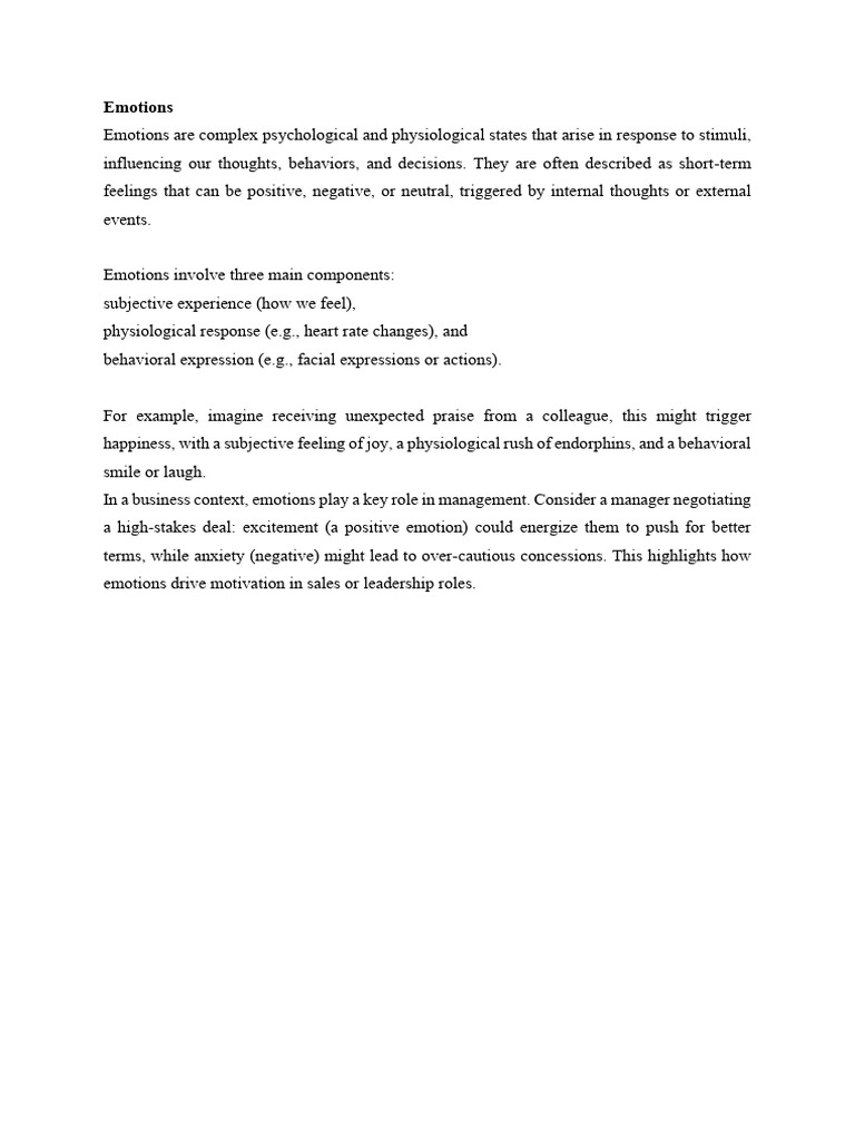 Understanding Emotions and Their Impact | PDF | Emotions ...