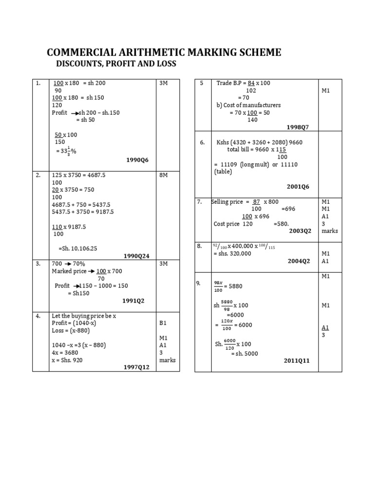 Commercial Arithmetic Marking Scheme | PDF | Chess Theory | Chess