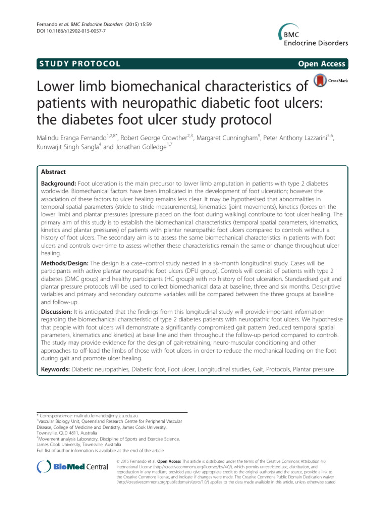 Biomechanics of Diabetic Foot Ulcers Study | PDF | Diabetes ...
