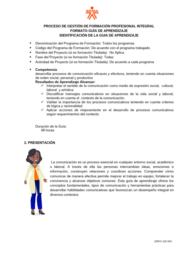 Guía de Aprendizaje en Comunicación Efectiva | PDF | Comunicación ...