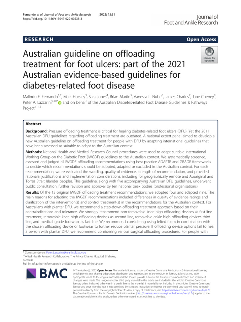 Australian Guidelines for DFU Offloading | PDF | Evidence Based ...