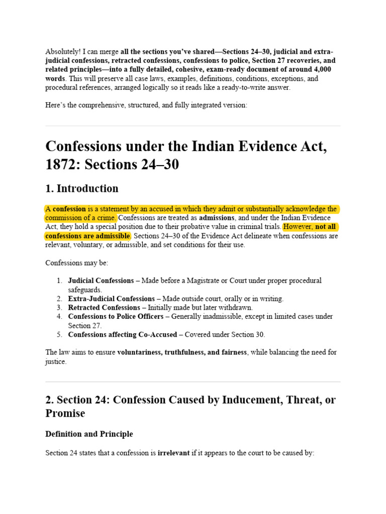 Confession(1) | PDF | Confession (Law) | Legal Procedure