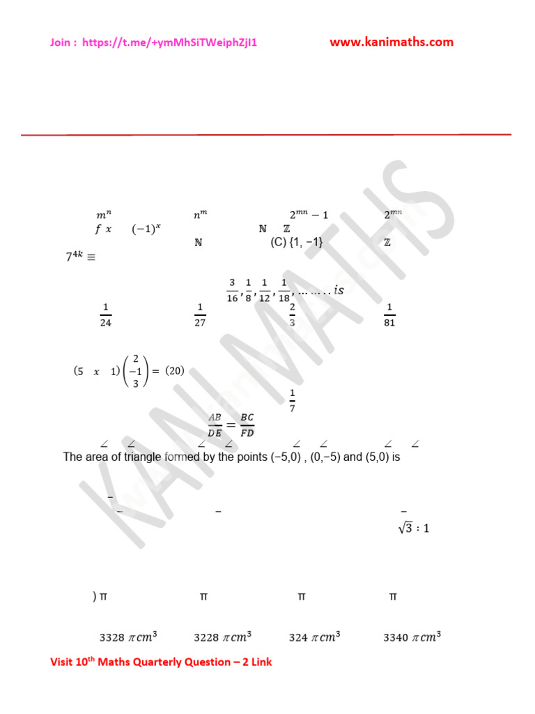 10th Grade Maths Model Exam 2025-26 | PDF | Mathematics | Elementary ...