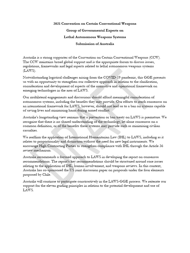 Australia’s Position on Lethal Autonomous Weapons | PDF