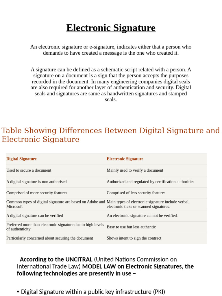 Digital vs Electronic Signatures Explained | PDF | Signature ...