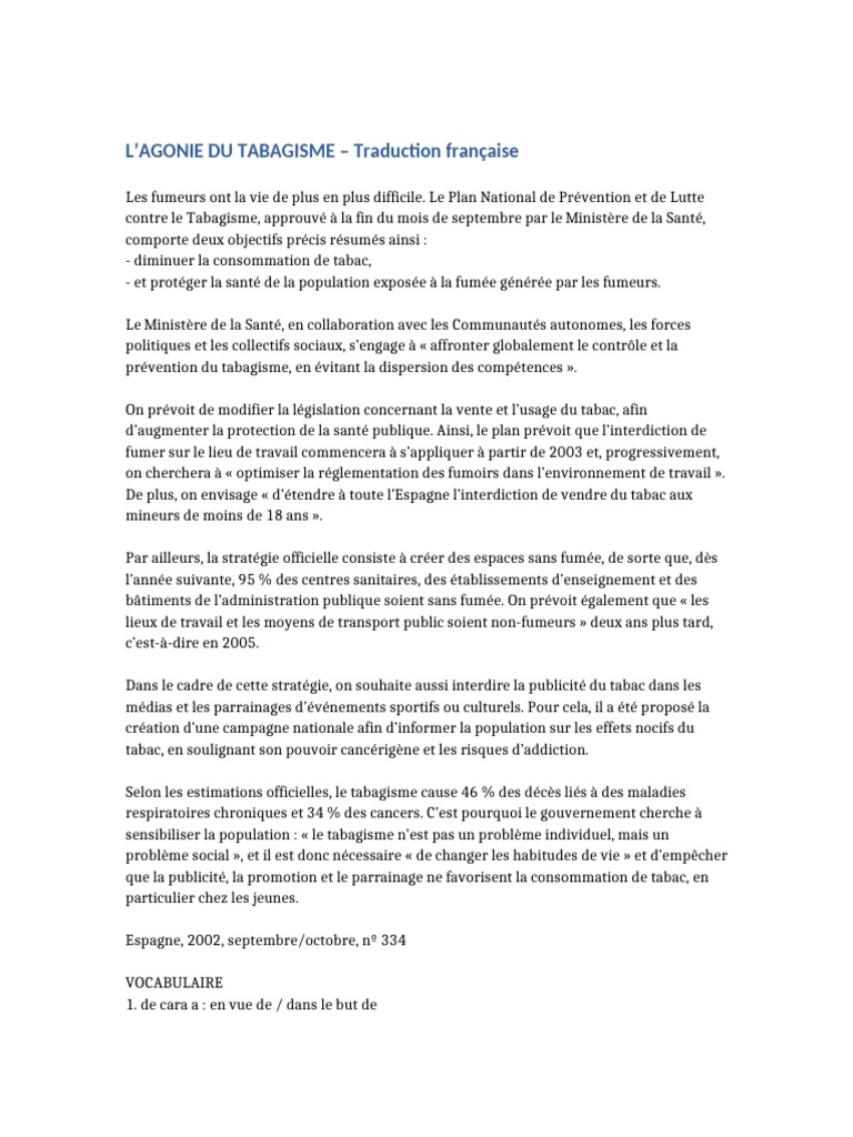 Lutte contre le tabagisme en Espagne | PDF